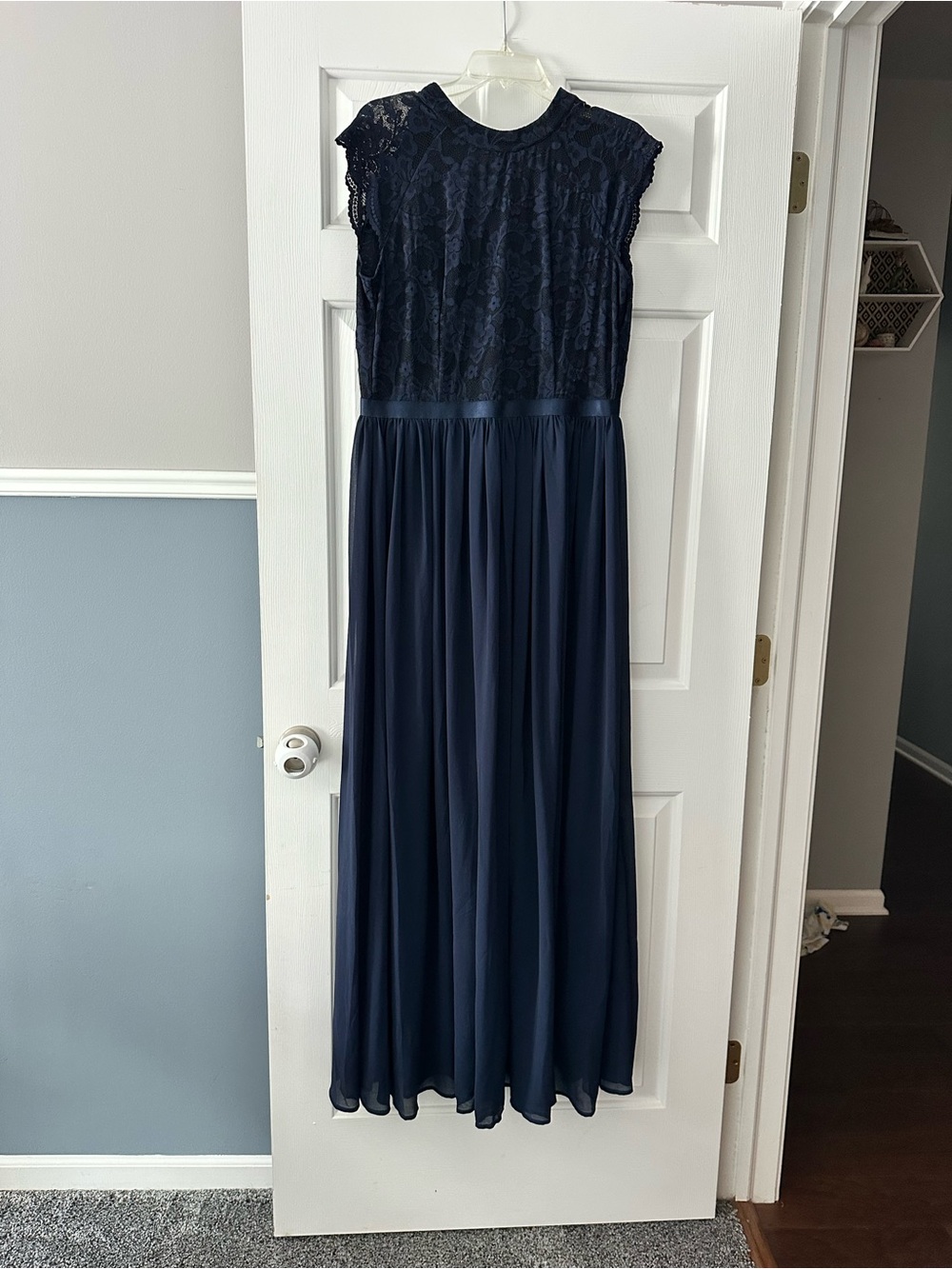 Woman’s Navy Lace Bodice Maxi Dress